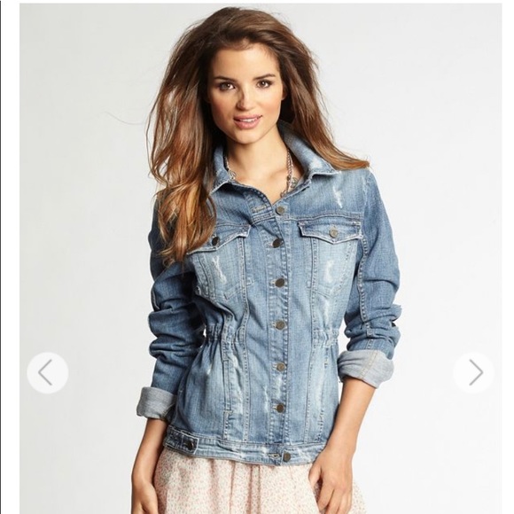 Guess Jackets & Coats Nwt Guess Denim Jacket With Cinched Waist Poshmark